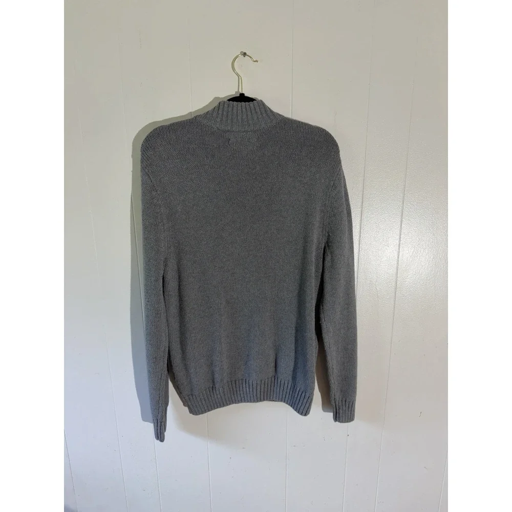 Chaps Men's M Gray 1/4 Zip Mock Neck Knit Sweater